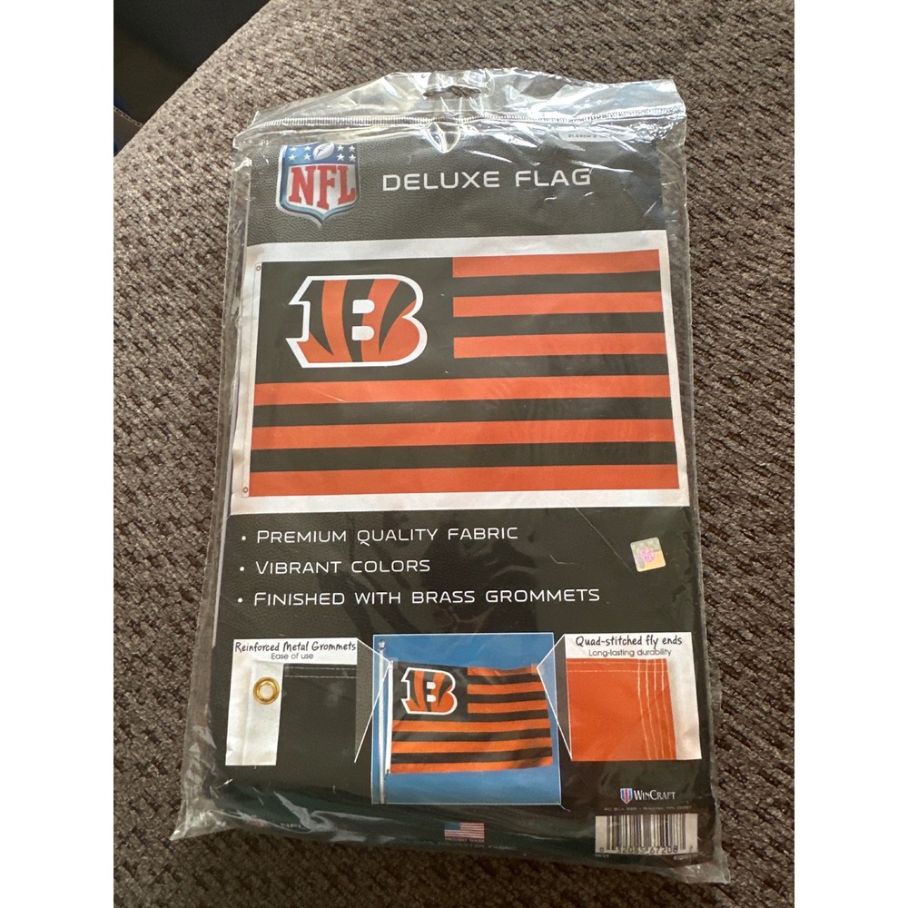 WinCraft NFL Cincinnati Bengals Deluxe Flag 3x5 Orange Black Stripes New